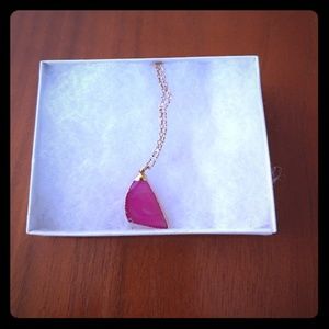 Brand new, 14k gold vermeil bezel necklace